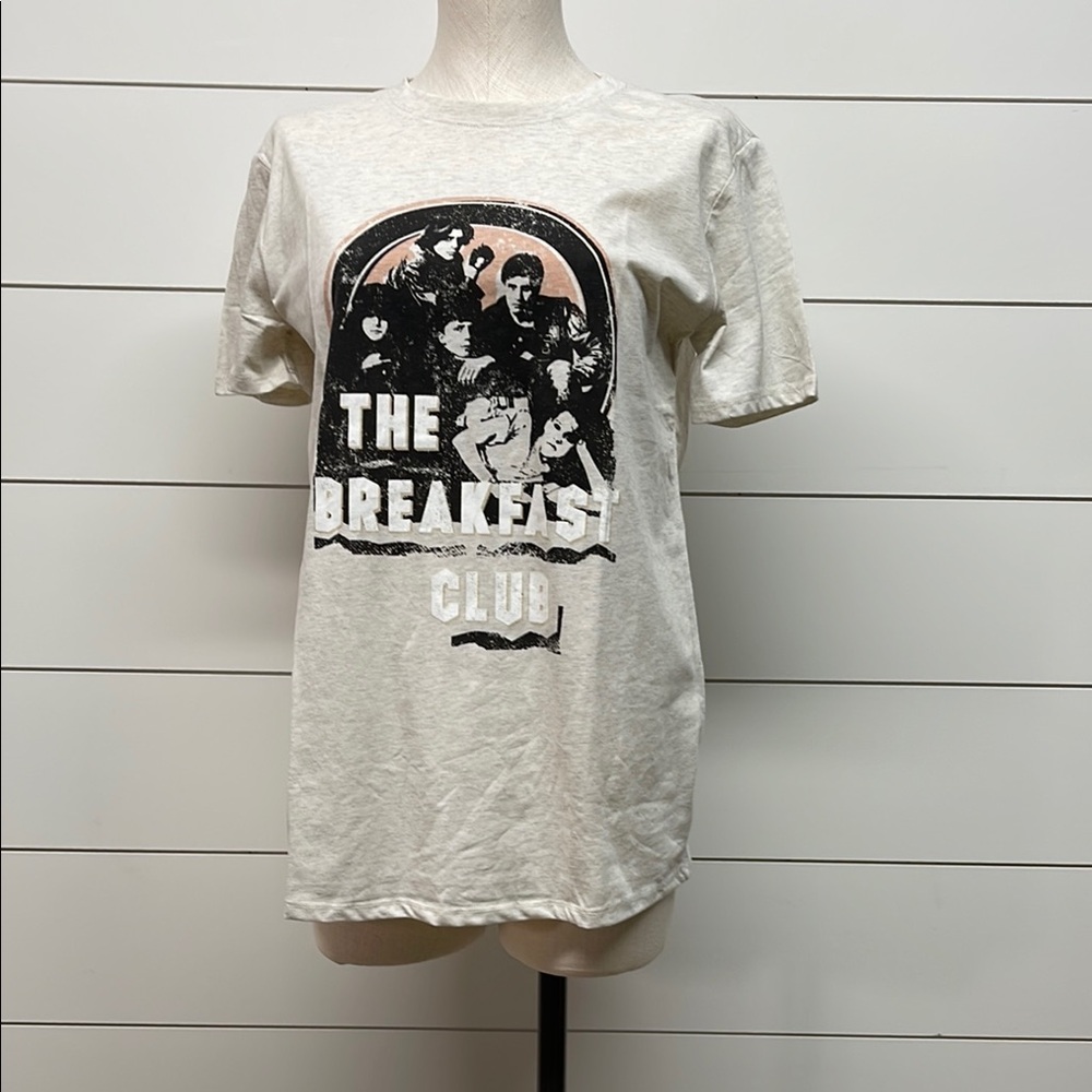 Cream and Black Short Sleeve Beatles Graphic Tee